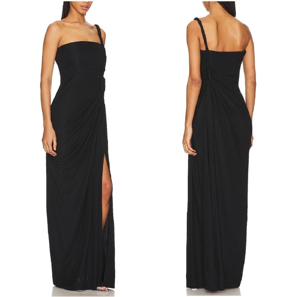 SIMKHAI Sone Twisted One Shoulder Gown Maxi Dress - Black - Picture 3 of 3